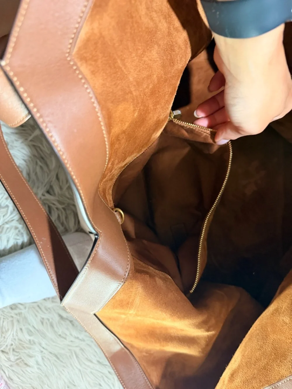 Saint Laurent Cognac Leather Tote with Top Handles - Picture 6 of 10